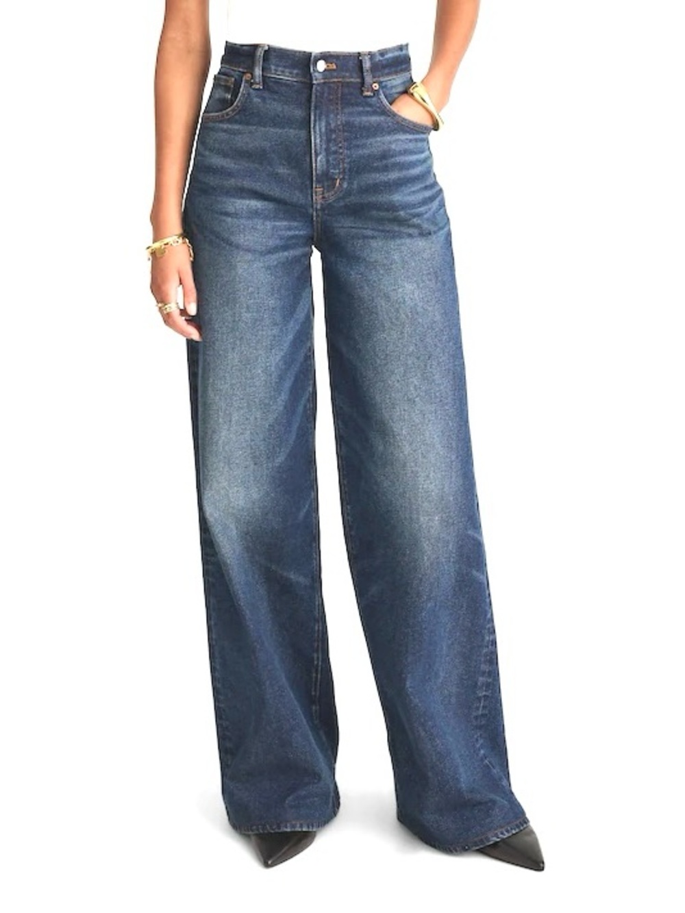 MADEWELL Superwide-Leg Jeans High-Rise Women's 27 Jeans Medium Wash Blue
